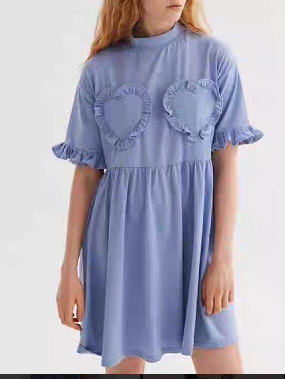 Lazy Oaf blue frilly hearts dress size M